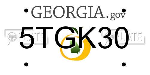 5TGK30 Georgia License Plate