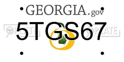 5TGS67 Georgia License Plate