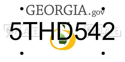 5THD542 Georgia License Plate