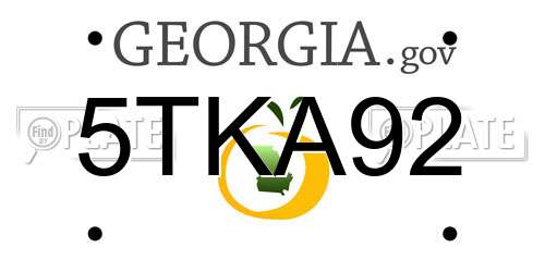 5TKA92 Georgia License Plate