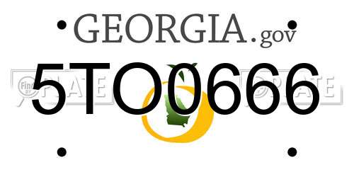 5TO0666 Georgia License Plate