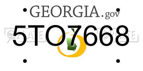 5TO7668 Georgia License Plate