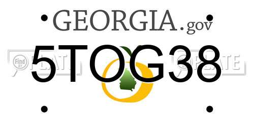 5TOG38 Georgia License Plate