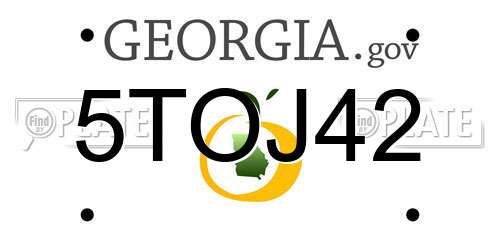 5TOJ42 Georgia License Plate