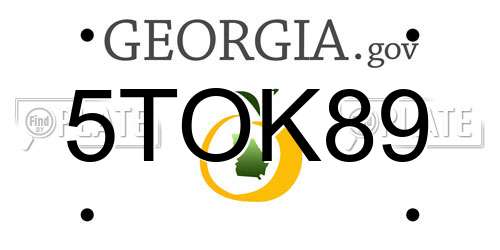 5TOK89 Georgia License Plate