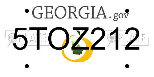 5TOZ212 Georgia License Plate