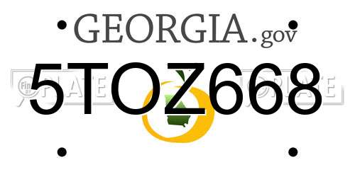5TOZ668 Georgia License Plate