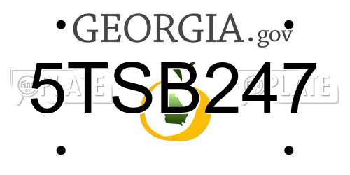 5TSB247 Georgia License Plate