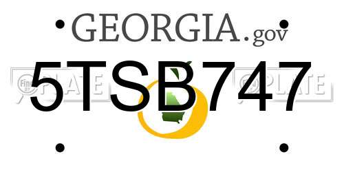 5TSB747 Georgia License Plate