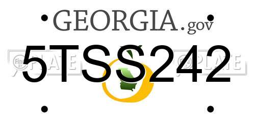 5TSS242 Georgia License Plate