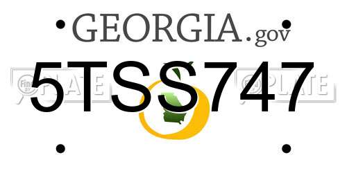5TSS747 Georgia License Plate