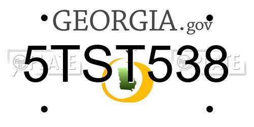 5TST538 Georgia License Plate