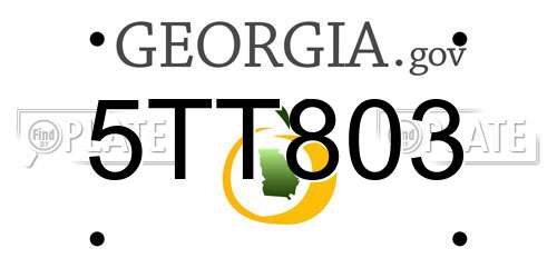 5TT803 Georgia License Plate