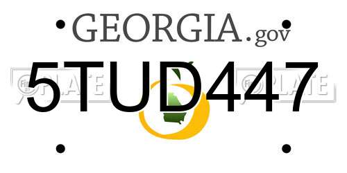 5TUD447 Georgia License Plate