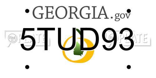 5TUD93 Georgia License Plate