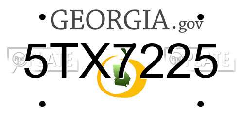 5TX7225 Georgia License Plate