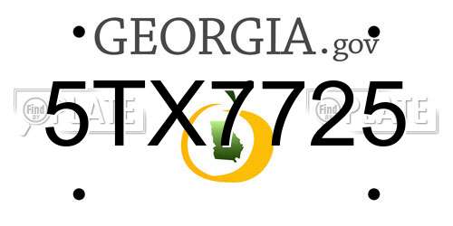 5TX7725 Georgia License Plate