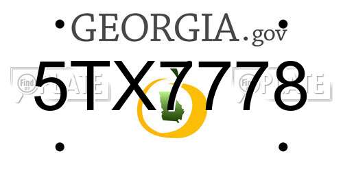5TX7778 Georgia License Plate