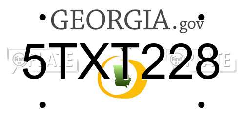 5TXT228 Georgia License Plate