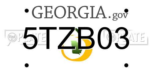 5TZB03 Georgia License Plate