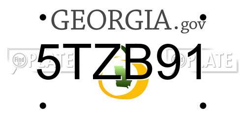 5TZB91 Georgia License Plate