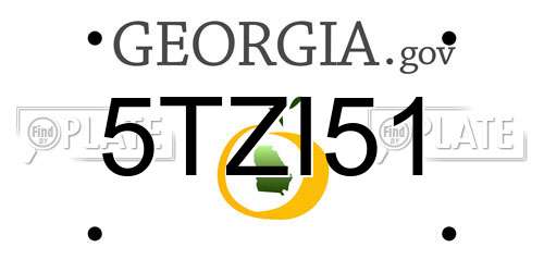 5TZI51 Georgia License Plate