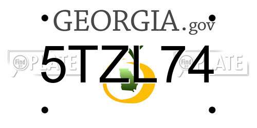5TZL74 Georgia License Plate