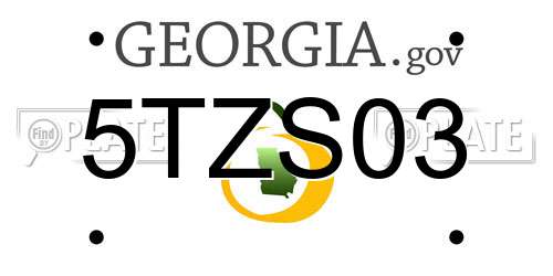 5TZS03 Georgia License Plate