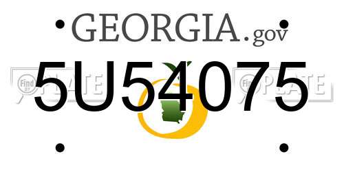 5U54075 Georgia License Plate