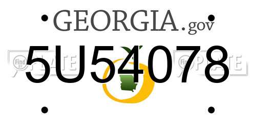 5U54078 Georgia License Plate