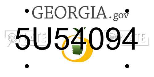 5U54094 Georgia License Plate
