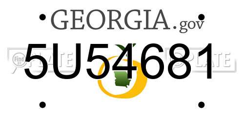 5U54681 Georgia License Plate
