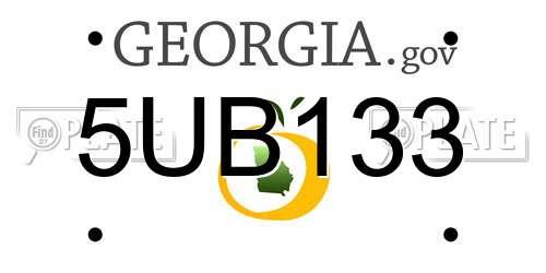 5UB133 Georgia License Plate