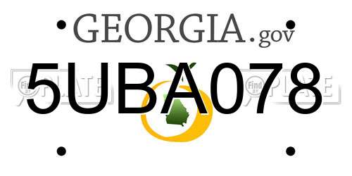 5UBA078 Georgia License Plate