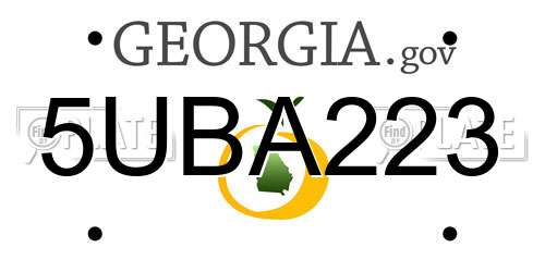 5UBA223 Georgia License Plate