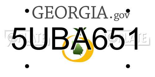 5UBA651 Georgia License Plate