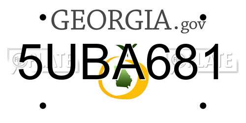 5UBA681 Georgia License Plate