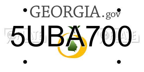 5UBA700 Georgia License Plate