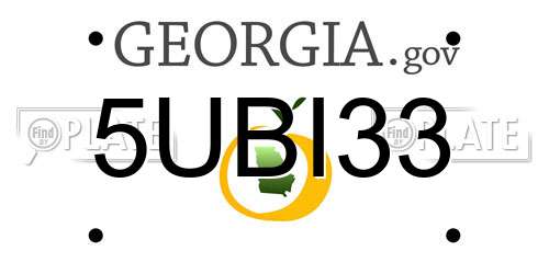 5UBI33 Georgia License Plate