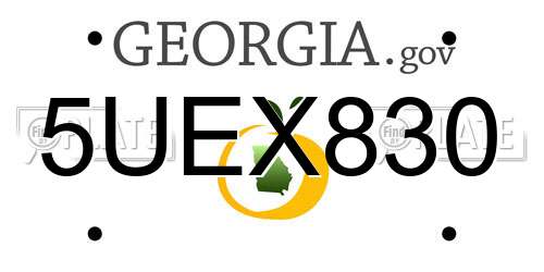 5UEX830 Georgia License Plate