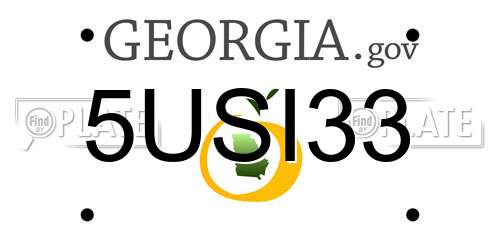 5USI33 Georgia License Plate