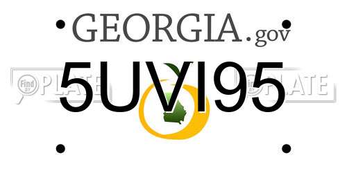 5UVI95 Georgia License Plate