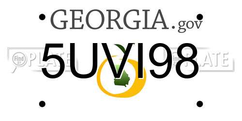 5UVI98 Georgia License Plate