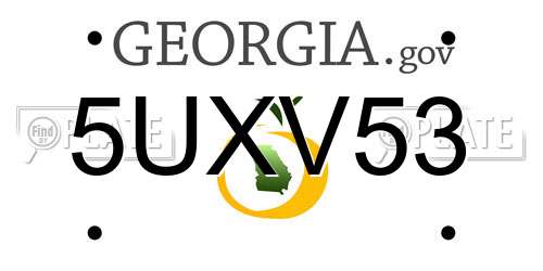 5UXV53 Georgia License Plate