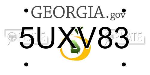 5UXV83 Georgia License Plate