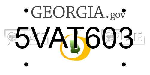 5VAT603 Georgia License Plate