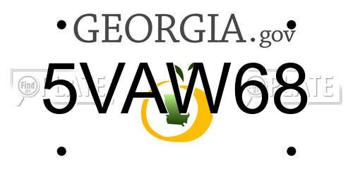 5VAW68 Georgia License Plate