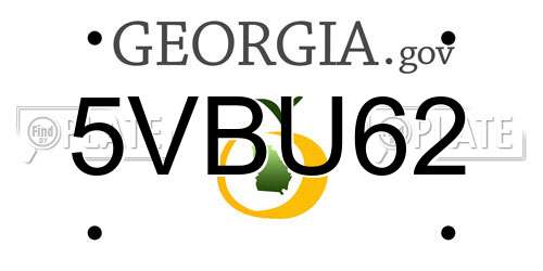 5VBU62 Georgia License Plate