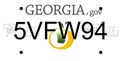 5VFW94 Georgia License Plate