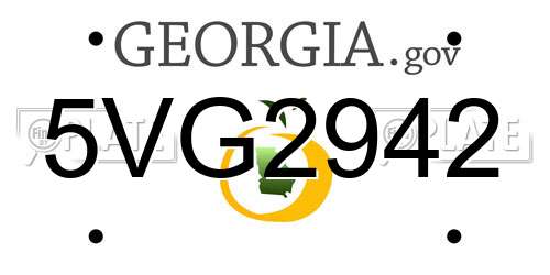 5VG2942 Georgia License Plate